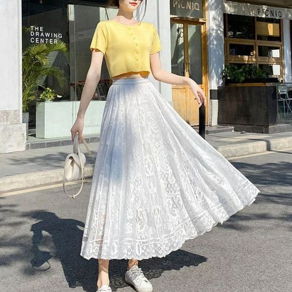 Lace Up High Waist Maxi Skirt | Women School Work Office A Line Vintage Retro Sk - Picture 2 of 8